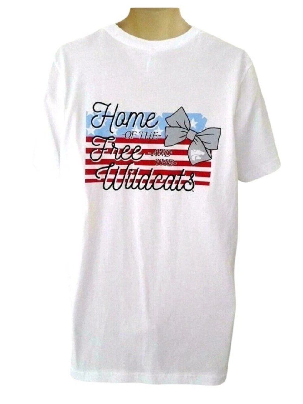 Kansas State Wildcats T Shirt Size Large Home of the Free Front Back Logos USA
